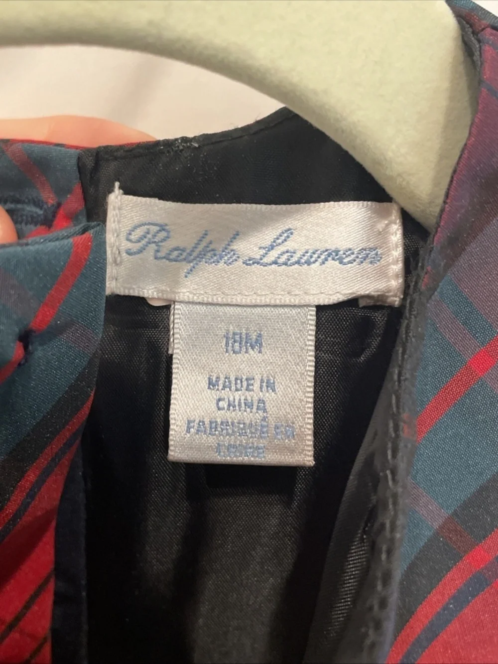 Ralph Lauren Girls 18 Months Holiday Tartan Dress Full Back Buttons Red Plaid
